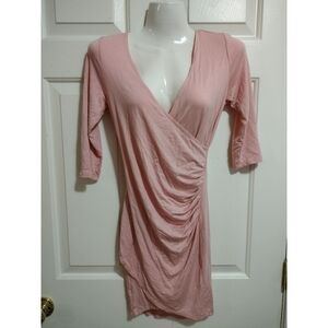 Best Cody Light Blush Plunging Neck Drape Dress Women's Size Small